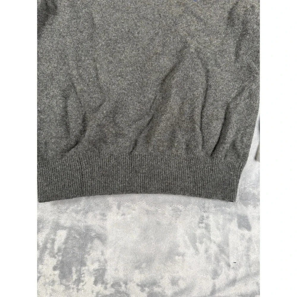 Polo Ralph Lauren Men's M Gray 100% Lambs Wool V-Neck Sweater Embroidered Logo